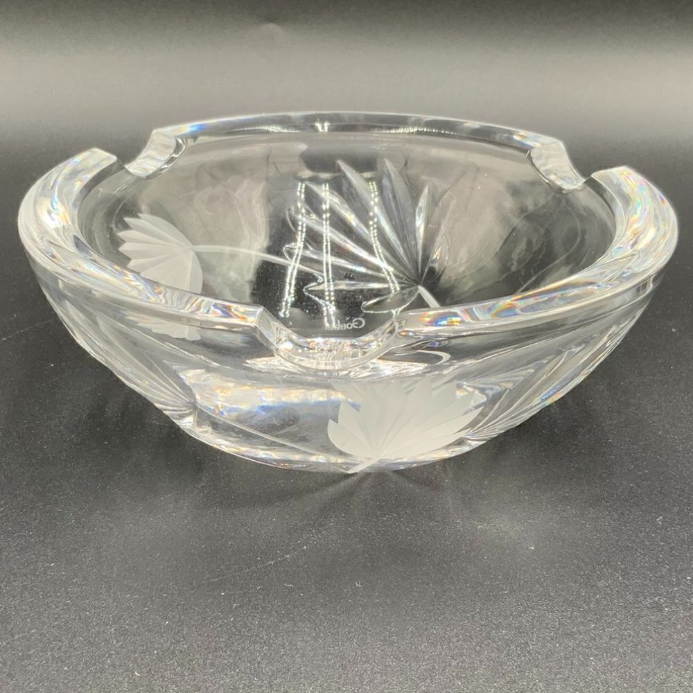 Vintage Rare Goebel Lead Crystal Cut Clear Glass Cigar Ashtray 6”